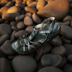 Jambu Cherry Sandals Leather Eco-Friendly Comfort Black Hiking Walking 8.5